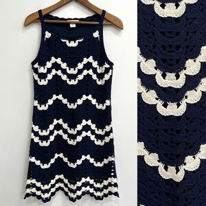 Revolve House Of Harlow 1960 Crochet Scalloped Dress Blue White Size Small